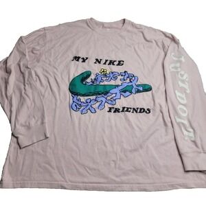 Nike T-Shirt Mens Large "My Nike Friends" Pink 3D Puff Print‎ Graphic Size XL